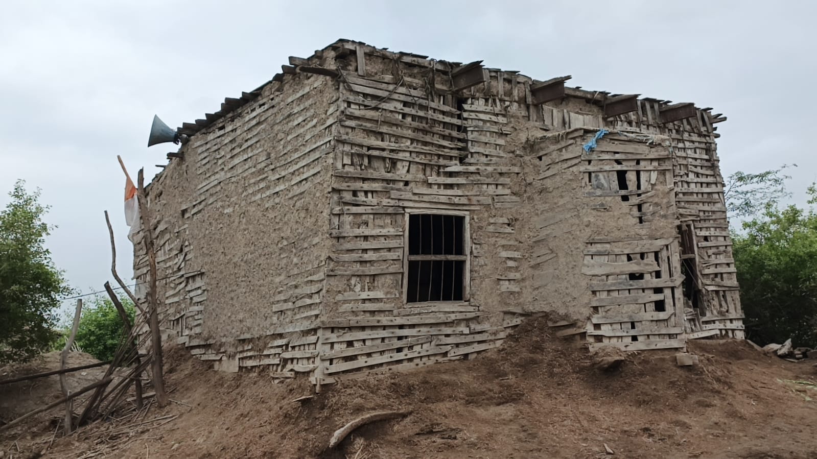Side view of the old wooden mosque